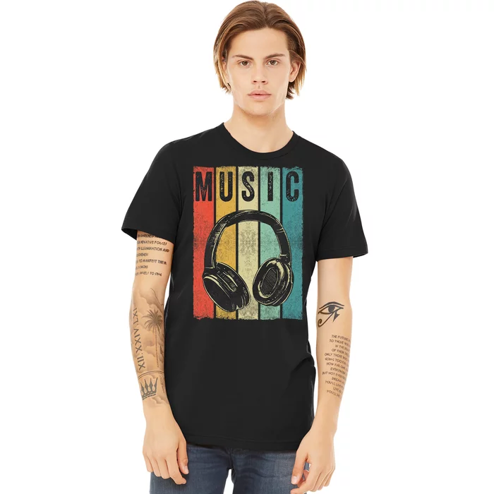 Electronic Music Lover Dj Gift Vintage Retro Headphones Premium T-Shirt