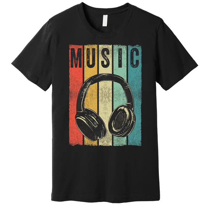 Electronic Music Lover Dj Gift Vintage Retro Headphones Premium T-Shirt