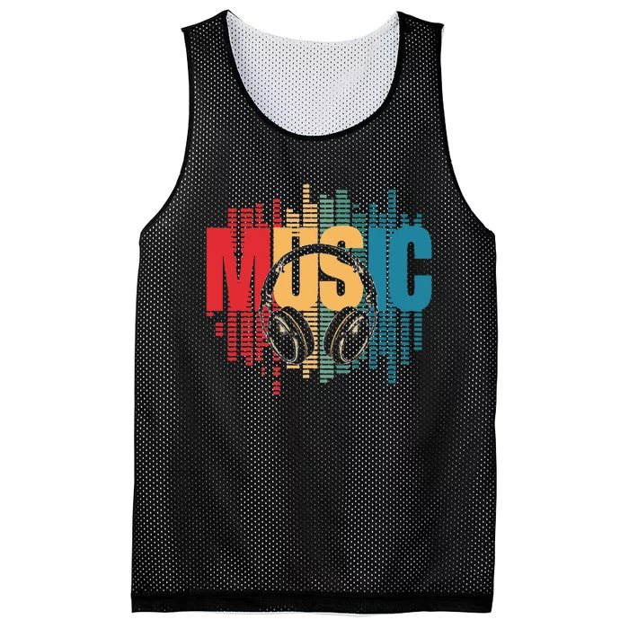 Electronic Music Lover Dj Retro Headphones Mesh Reversible Basketball Jersey Tank