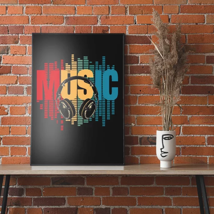 Electronic Music Lover Dj Retro Headphones Poster