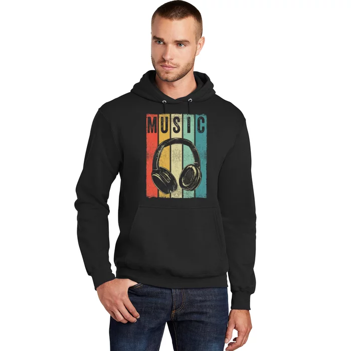 Electronic Music Lover DJ Gift Vintage Retro Headphones Hoodie