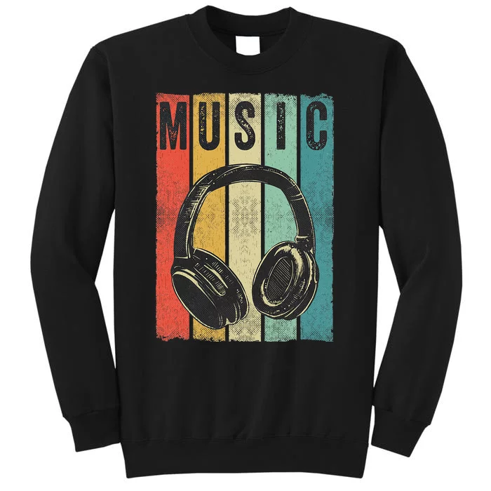 Electronic Music Lover DJ Gift Vintage Retro Headphones Tall Sweatshirt