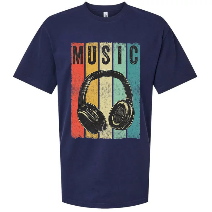 Electronic Music Lover DJ Gift Vintage Retro Headphones Sueded Cloud Jersey T-Shirt