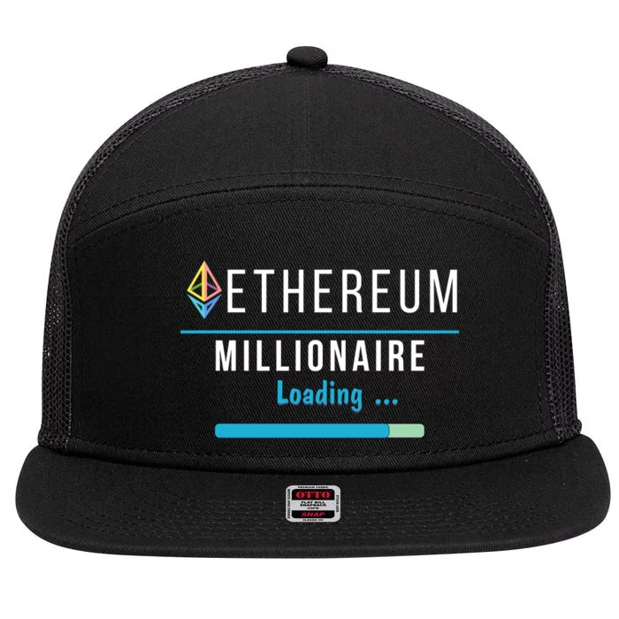 Ethereum Millionaire Loading, Blockchain, ETH Crypto, HODL ETH 7 Panel Mesh Trucker Snapback Hat