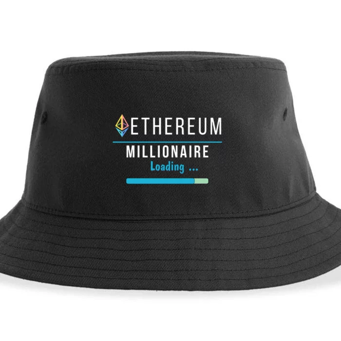 Ethereum Millionaire Loading, Blockchain, ETH Crypto, HODL ETH Sustainable Bucket Hat