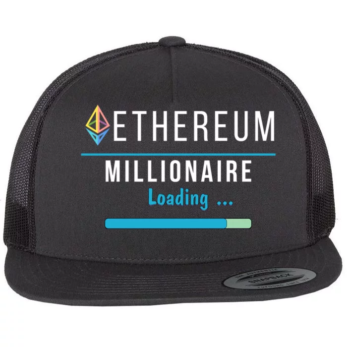 Ethereum Millionaire Loading, Blockchain, ETH Crypto, HODL ETH Flat Bill Trucker Hat