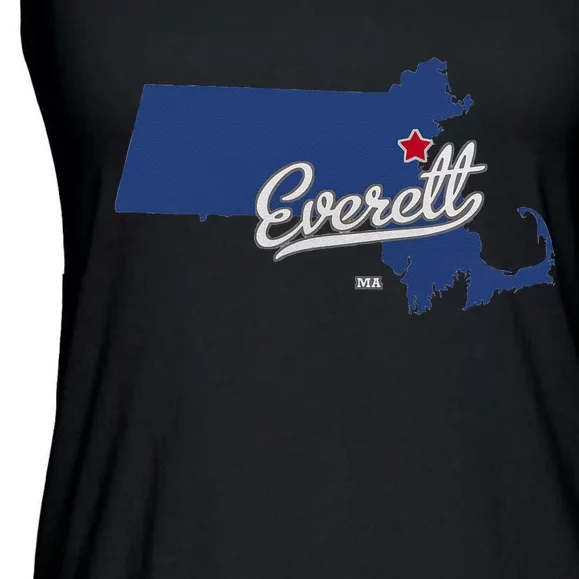 Everett Massachusetts MA Map Ladies Essential Flowy Tank