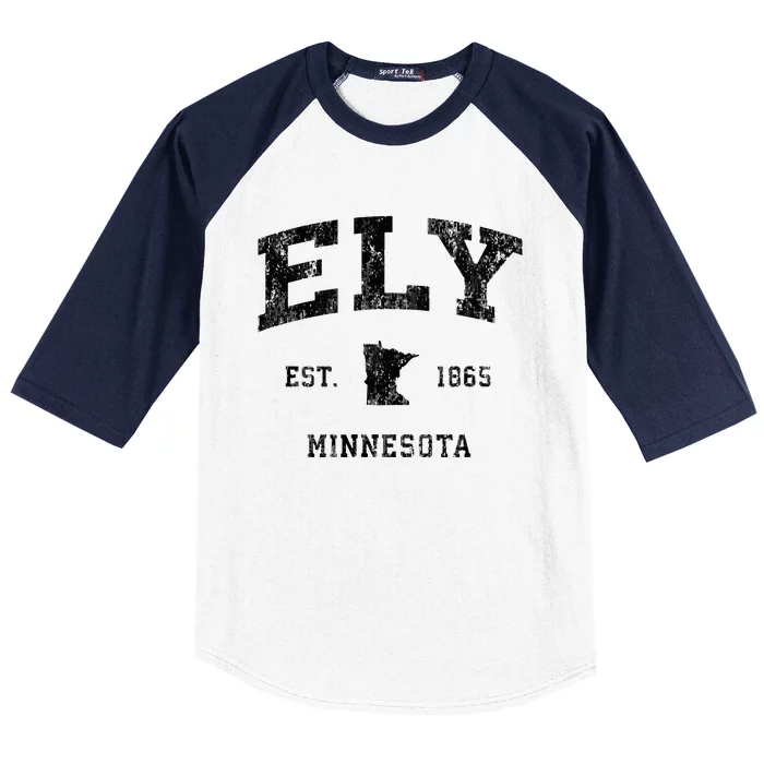 Ely Minnesota Mn Vintage Athletic Black Sports Design Baseball Sleeve Shirt