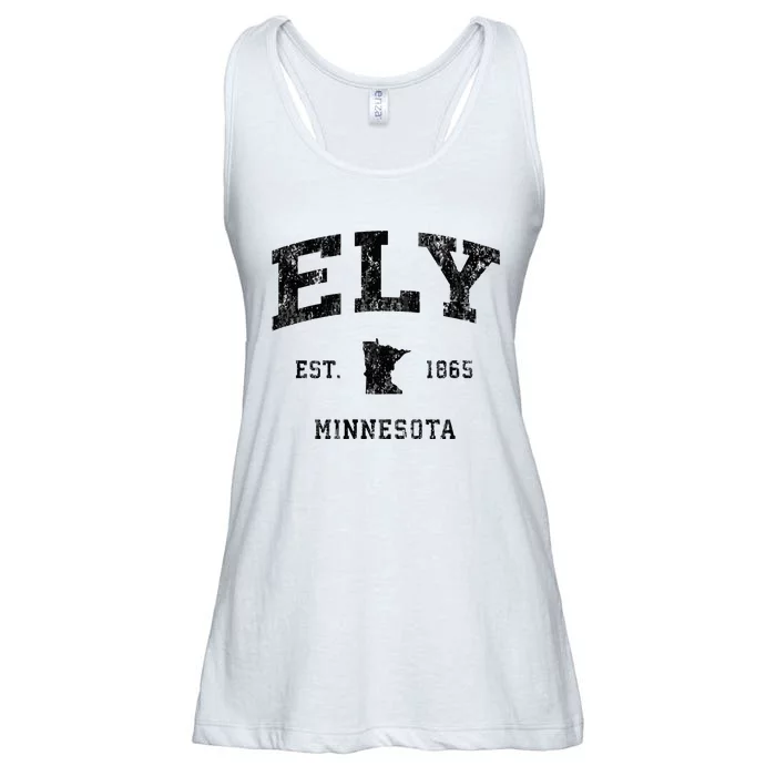 Ely Minnesota Mn Vintage Athletic Black Sports Design Ladies Essential Flowy Tank