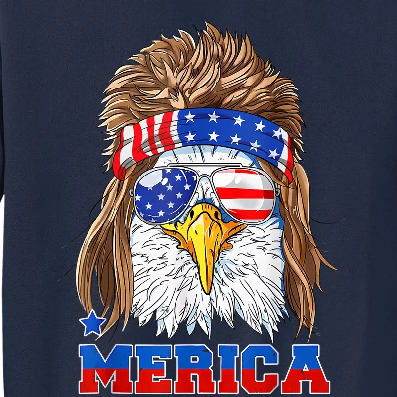 Eagle Mullet Merica Men 4th Of July American Flag USA Tall Sweatshirt