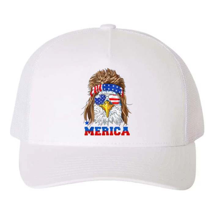 Eagle Mullet Merica Men 4th Of July American Flag USA Yupoong Adult 5-Panel Trucker Hat