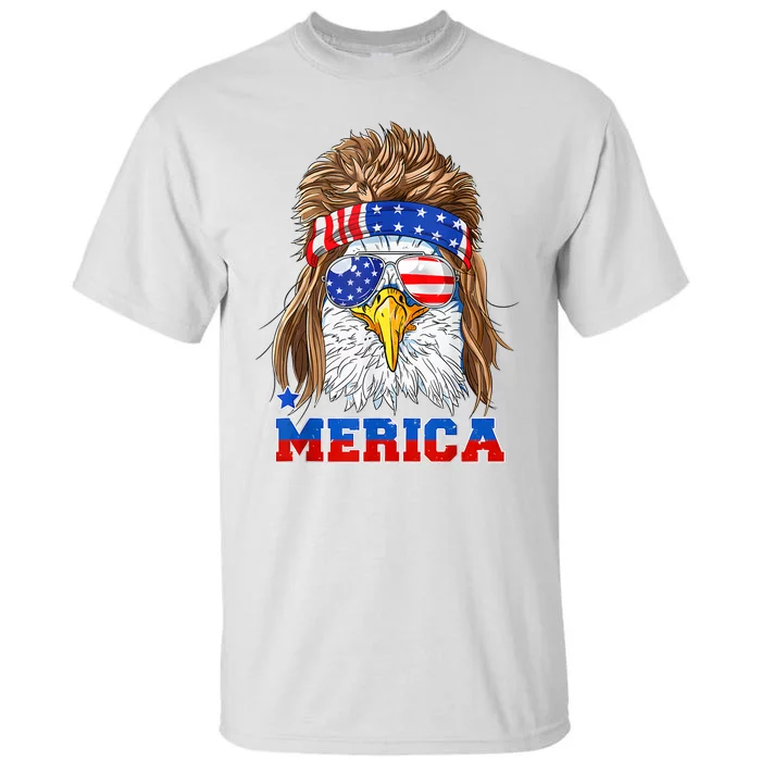 Eagle Mullet Merica Men 4th Of July American Flag USA Tall T-Shirt