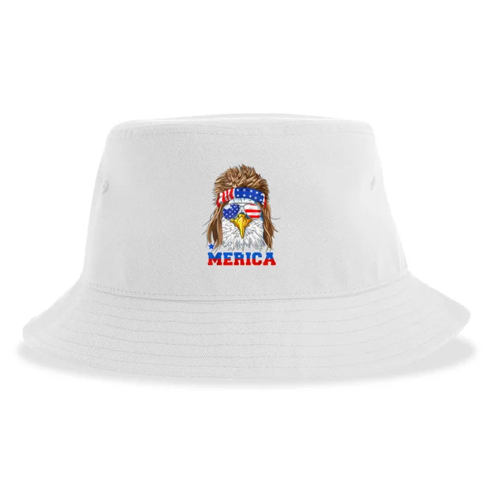 Eagle Mullet Merica Men 4th Of July American Flag USA Sustainable Bucket Hat