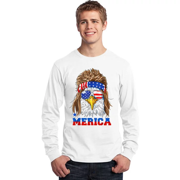 Eagle Mullet Merica Men 4th Of July American Flag USA Tall Long Sleeve T-Shirt