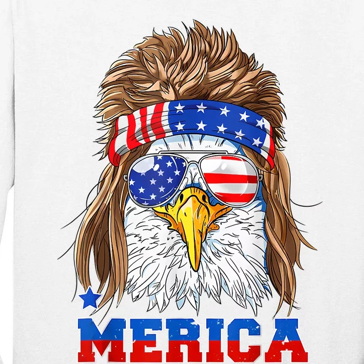 Eagle Mullet Merica Men 4th Of July American Flag USA Tall Long Sleeve T-Shirt