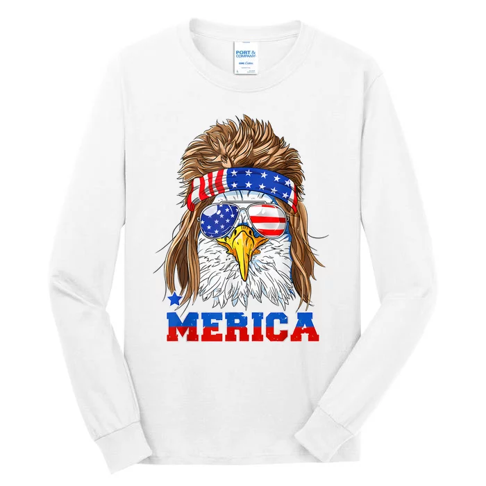 Eagle Mullet Merica Men 4th Of July American Flag USA Tall Long Sleeve T-Shirt