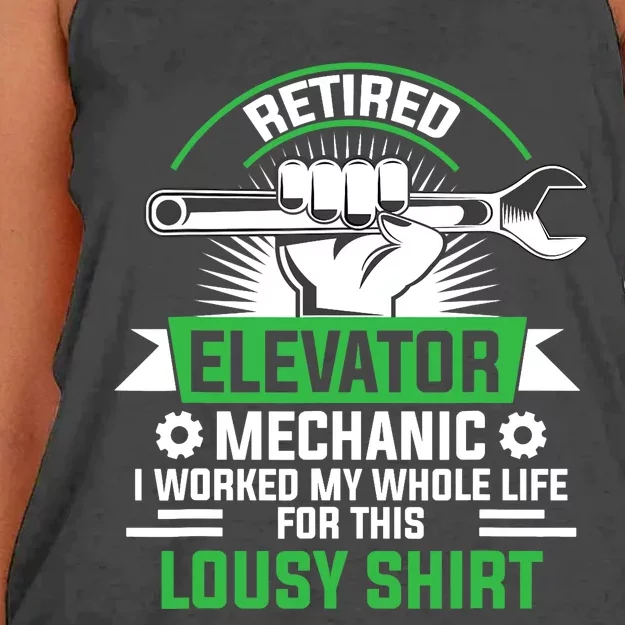 Elevator Mechanic Maintenance Retired Technician Women's Knotted Racerback Tank