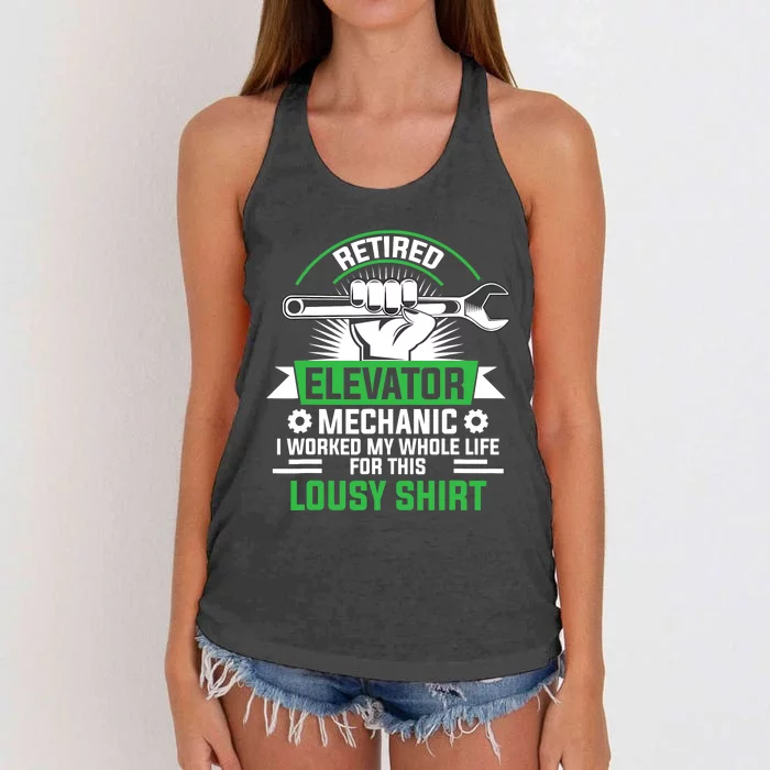 Elevator Mechanic Maintenance Retired Technician Women's Knotted Racerback Tank