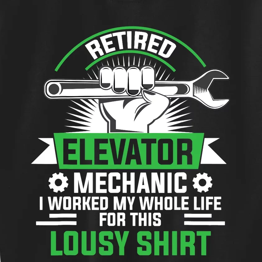 Elevator Mechanic Maintenance Retired Technician Kids Sweatshirt