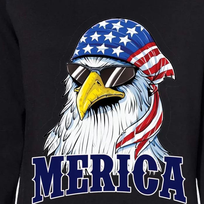 Eagle Mullet Merica Flag 4th Of July American Flag Gift Womens California Wash Sweatshirt