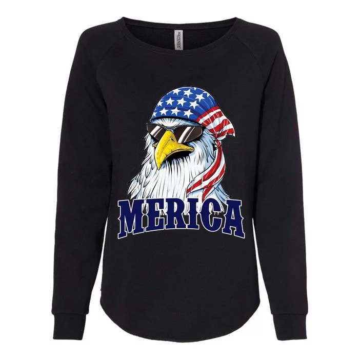 Eagle Mullet Merica Flag 4th Of July American Flag Gift Womens California Wash Sweatshirt