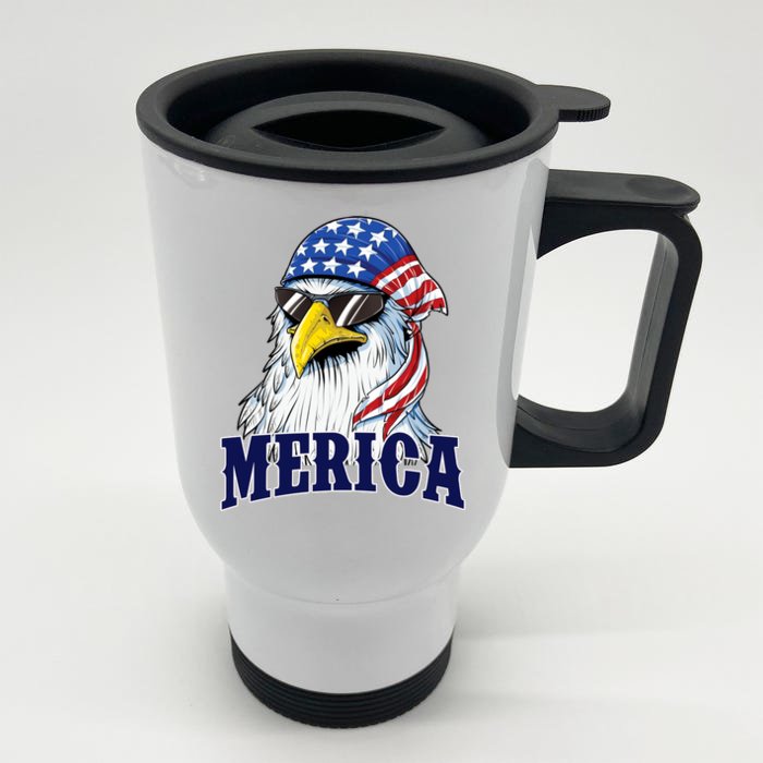 Eagle Mullet Merica Flag 4th Of July American Flag Gift Front & Back Stainless Steel Travel Mug