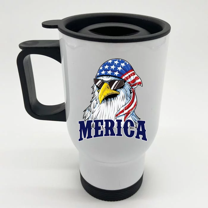 Eagle Mullet Merica Flag 4th Of July American Flag Gift Front & Back Stainless Steel Travel Mug