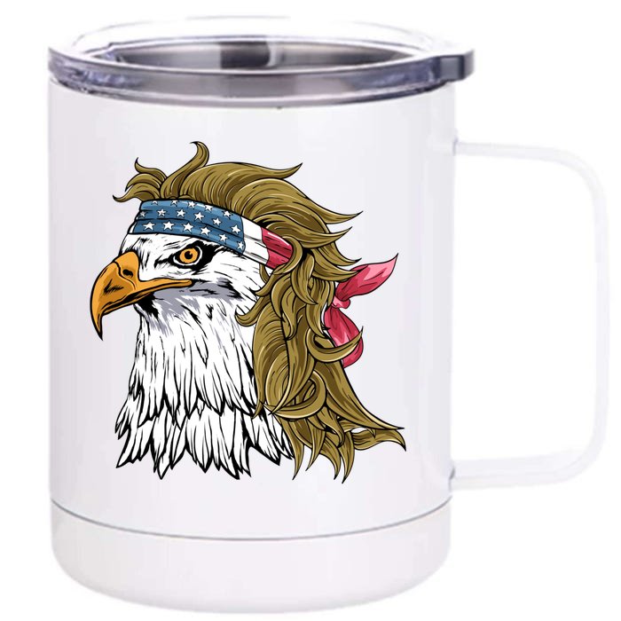 Eagle Mullet Merica American Flag Usa Celebration Funny Gift Front & Back 12oz Stainless Steel Tumbler Cup