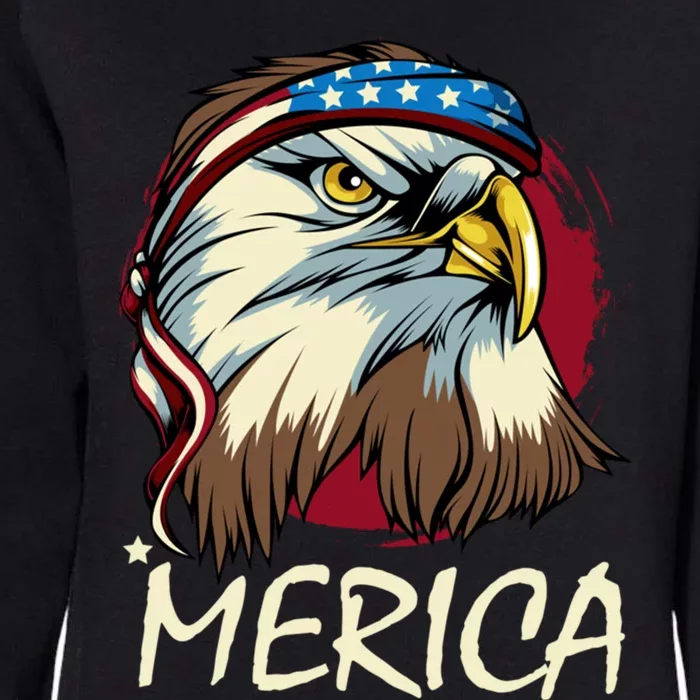 Eagle Mullet Merica Gift 4th Of July American Flag Usa Gift Womens California Wash Sweatshirt