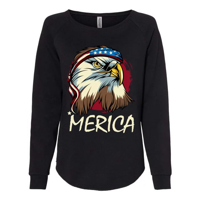 Eagle Mullet Merica Gift 4th Of July American Flag Usa Gift Womens California Wash Sweatshirt