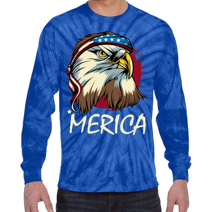 Eagle Mullet Merica Gift 4th Of July American Flag Usa Gift Tie-Dye Long Sleeve Shirt