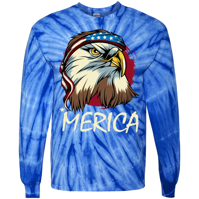 Eagle Mullet Merica Gift 4th Of July American Flag Usa Gift Tie-Dye Long Sleeve Shirt