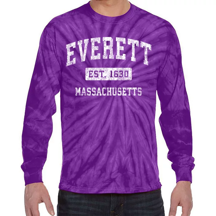 Everett Massachusetts Ma Vintage Established Sports Design Tie-Dye Long Sleeve Shirt