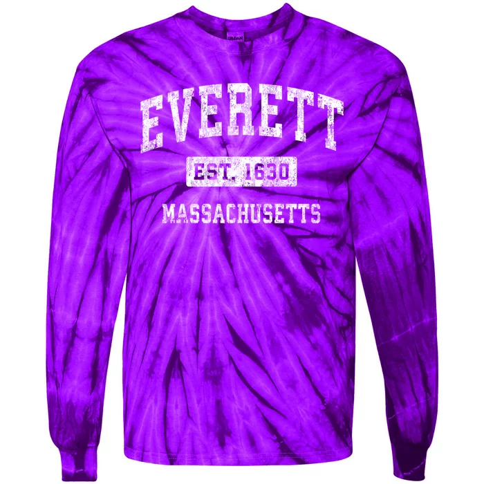 Everett Massachusetts Ma Vintage Established Sports Design Tie-Dye Long Sleeve Shirt