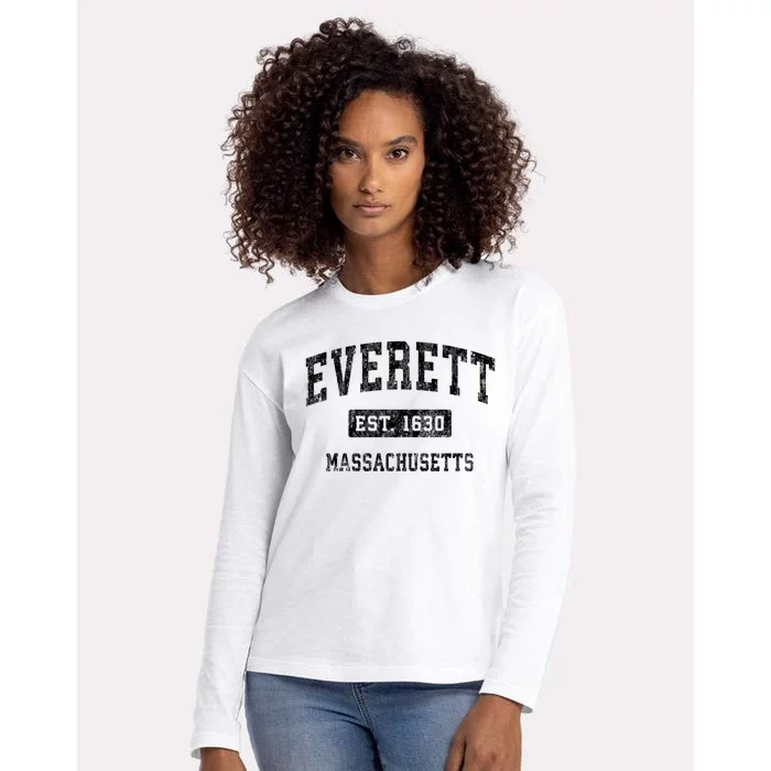 Everett Massachusetts Ma Vintage Established Sports Design Womens Cotton Relaxed Long Sleeve T-Shirt