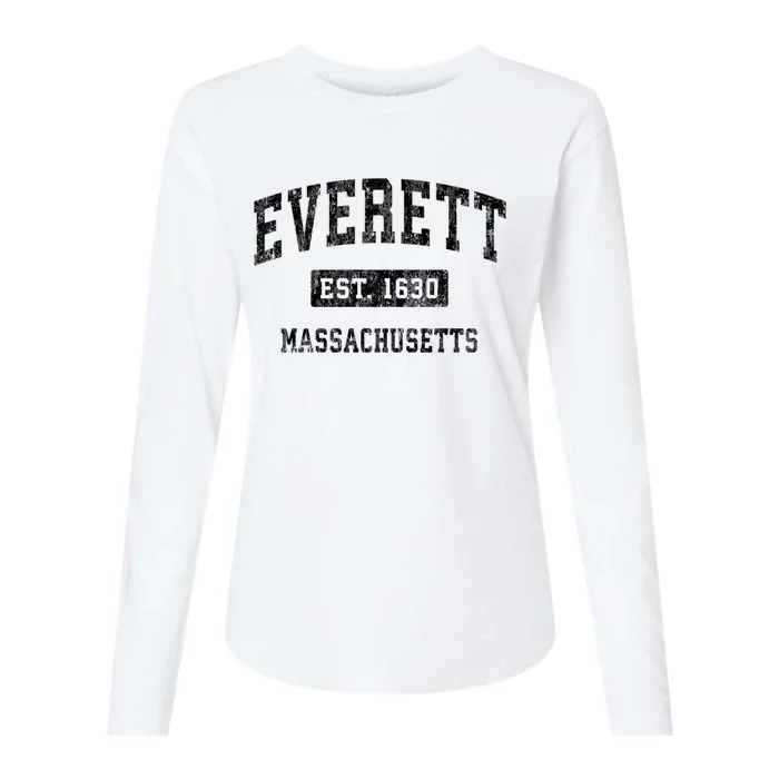 Everett Massachusetts Ma Vintage Established Sports Design Womens Cotton Relaxed Long Sleeve T-Shirt