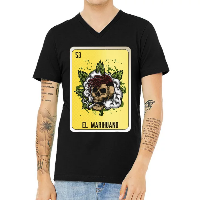 El Marihuano Mexican Slang Chicano Bingo Cards V-Neck T-Shirt