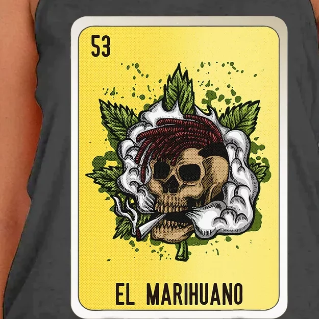 El Marihuano Mexican Slang Chicano Bingo Cards Women's Knotted Racerback Tank