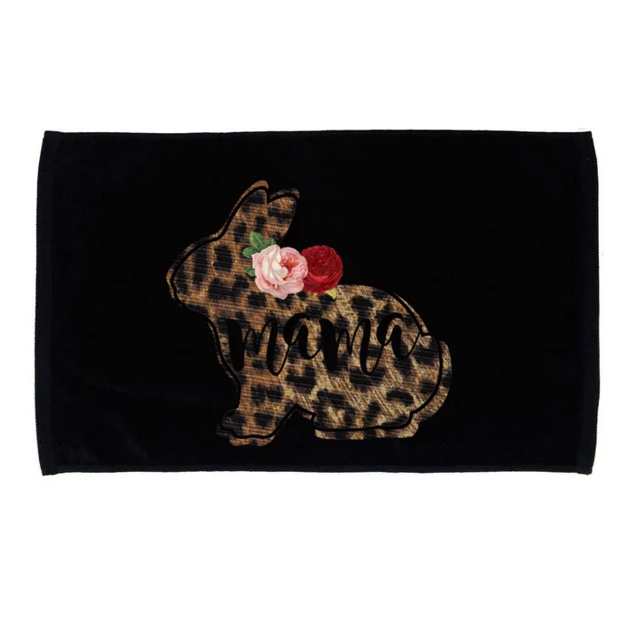 Easter Mom Mama Bunny Floral Leopard Print Meaningful Gift Microfiber Hand Towel