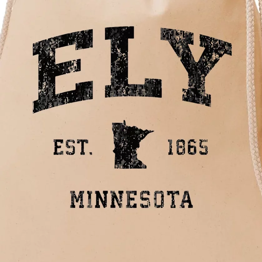 Ely Minnesota Mn Vintage Athletic Black Sports Design Drawstring Bag