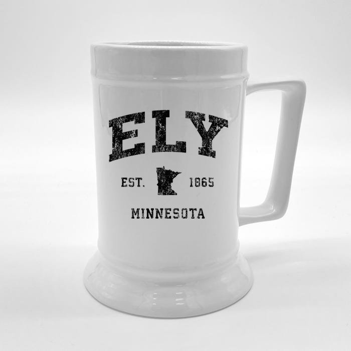 Ely Minnesota Mn Vintage Athletic Black Sports Design Front & Back Beer Stein