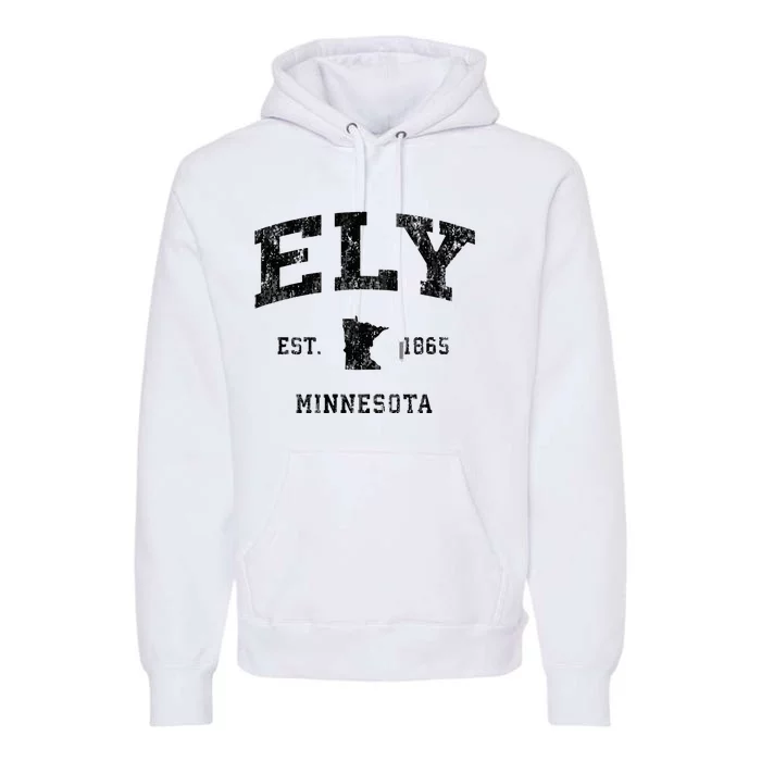 Ely Minnesota Mn Vintage Athletic Black Sports Design Premium Hoodie