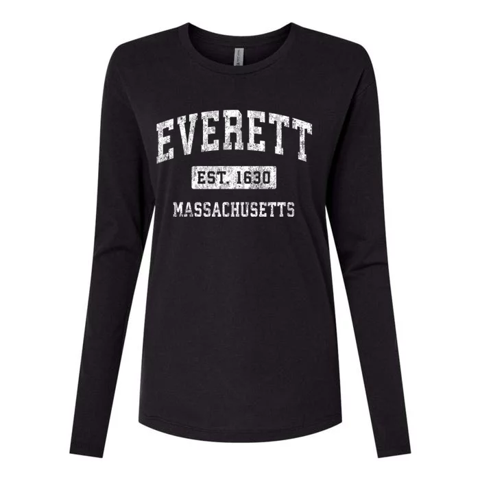 Everett Massachusetts Ma Vintage Established Sports Womens Cotton Relaxed Long Sleeve T-Shirt