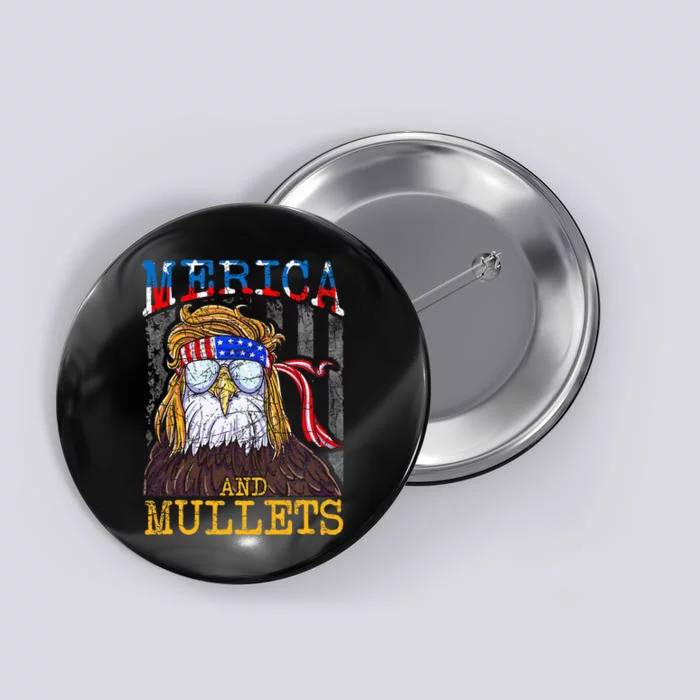 Eagle Mullet Merica Funny Redneck Merica & Mullets Button