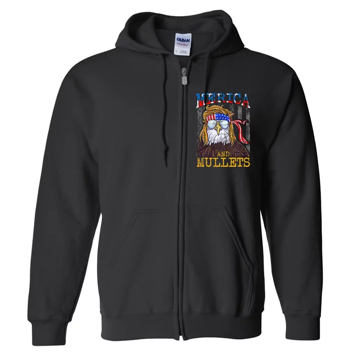 Eagle Mullet Merica Funny Redneck Merica & Mullets Full Zip Hoodie