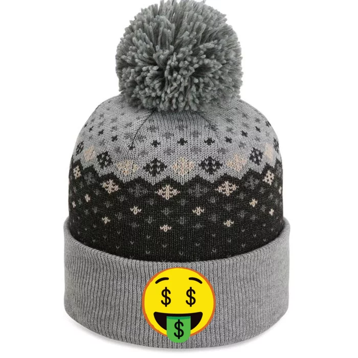 Emoticon Money Mouth Face With Dollar Sign Eyes Rich The Baniff Cuffed Pom Beanie