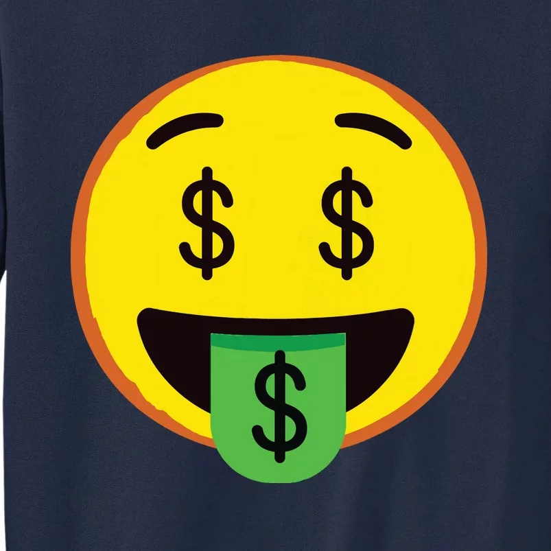 Emoticon Money Mouth Face With Dollar Sign Eyes Rich Tall Sweatshirt