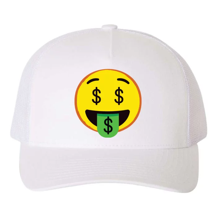 Emoticon Money Mouth Face With Dollar Sign Eyes Rich Yupoong Adult 5-Panel Trucker Hat