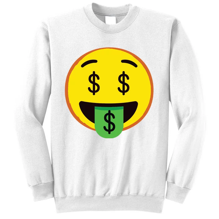 Emoticon Money Mouth Face With Dollar Sign Eyes Rich Sweatshirt