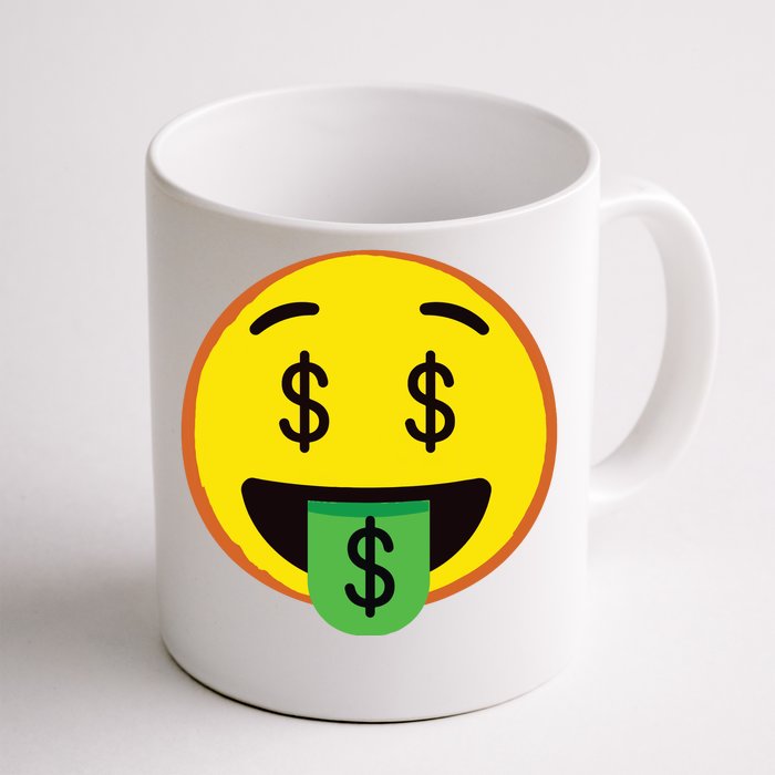 Emoticon Money Mouth Face With Dollar Sign Eyes Rich Front & Back Coffee Mug